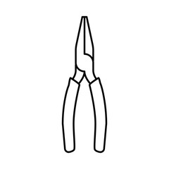 long nose pliers line icon vector illustration