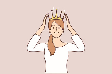 Smiling woman with crown on head