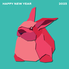 postcard new year 2023 rabbit paper