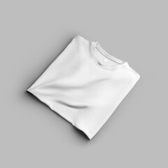 White oversize t-shirt mockup, folded, with space for design, pattern, front view, isolated on background.