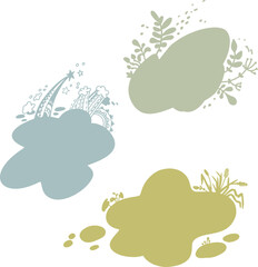 Set of small silhouettes for backgrounds with natural elements.