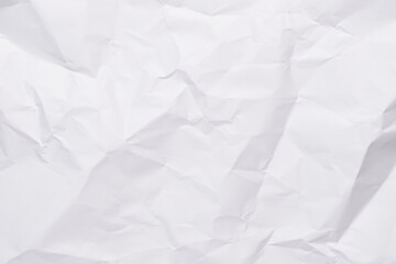 White crumpled paper texture background, clean white wrinkled paper, top view.