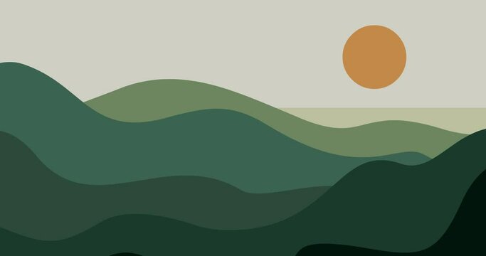 green gradient mountain land background animation