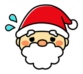 困っているサンタクロース　顔　イラスト素材