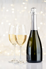 Champagne bottle and glasses