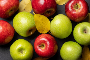 Red and green garden apples