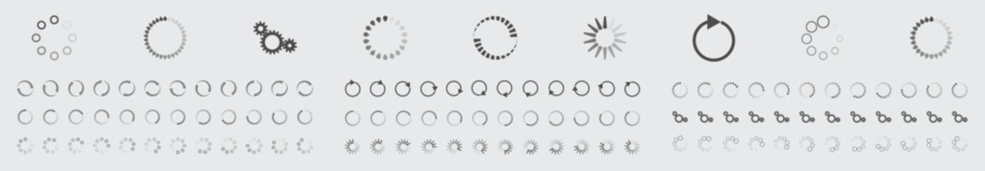 Circular Loading Buffering Icons Vector Set Video Ready for Animation Gif All Keyframes Frames Bufring Circle Waiting for Connection Buffer Preloader Download Symbol Easy Replace Color