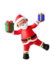 3D Cute Santa Claus holding presents