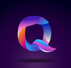 Q logo colorful abstract shape, logo design, creative initial