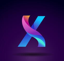 X logo colorful abstract shape, logo design, creative initial