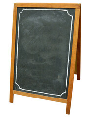 Blank chalkboard with wooden frame isolated on white background. can add your own text.