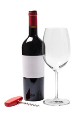 Bottle Wine With Glass And Corkscrew