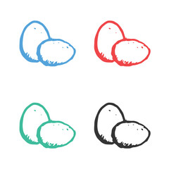 Egg vector icon, breakfast food icon, Fried egg icon, easter eggs Egg breakfast food vector icons in multiple colors