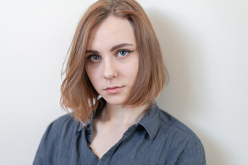 Portrait of young woman without retouch - natural beauty.