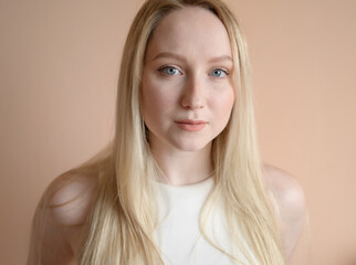 Portrait of young woman without retouch - natural beauty.