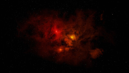 Colorful space background with nebula and stars. 3D rendering.