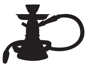 Black silhouette  of Turkish hookah in isolate on white background.Vector illustration.
