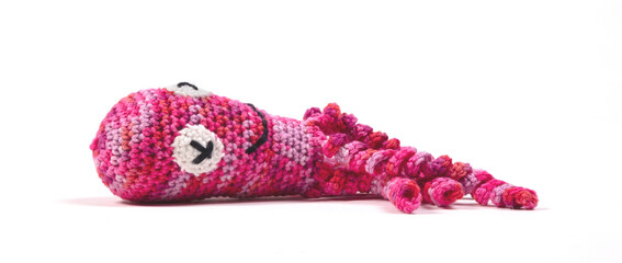 Crochet squid or octopus, isolated
