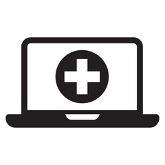 Electronic health record laptop icon, medical record laptop flat icon for healthcare.