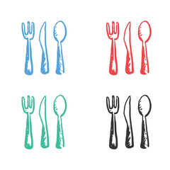 Cutlery icon, Spoon, forks, knife, plate icon, Tableware line icon. Dinner, utensil, Cutlery with heart logo icon vector icons in multiple colors
