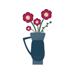 vase, jug with flowers on a white background