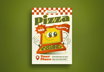 Red Gradient Flat Design Pizza Delivery Flyer