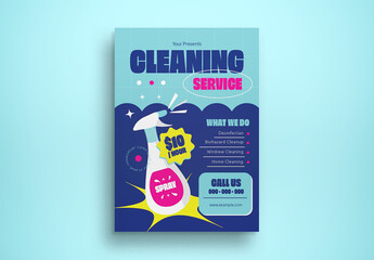 Blue Flat Design Cleaning Service Flyer - Powered by Adobe