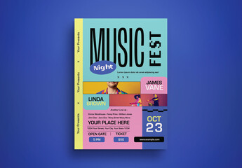 Blue Pop Music Night Festival Flyer