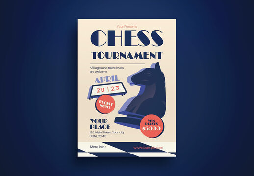 White Art Deco Chess Tournament Flyer