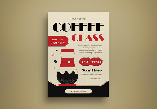 Brown Flat Design Coffee Class Flyer