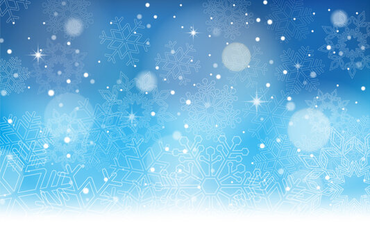 雪の結晶、冬のイメージ青色の背景素材
