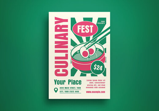 Pink Green Flat Design Culinary Fest Flyer