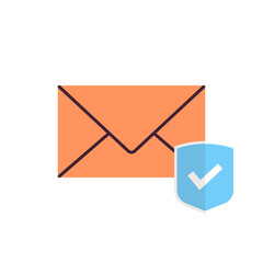 Envelope with shield symbol and mail data protection concept flat illustration.	
