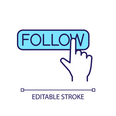 Social media following RGB color icon. Expand blog audience. Users activity. Boost interaction. Isolated vector illustration. Simple filled line drawing. Editable stroke. Arial font used