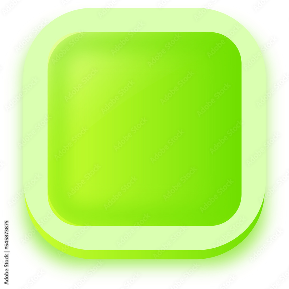 Poster square shape buttons in green colors. user interface element illustration.