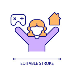 Home live streaming studio RGB color icon. Balancing screen time with hobbies. Healthy lifestyle. Isolated vector illustration. Simple filled line drawing. Editable stroke. Arial font used