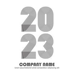 Abstract modern graphic design vector illustration background.  Annual report. Happy New Year. 2023 number. Business greeting celebration banner poster magazine template sign post social media layout