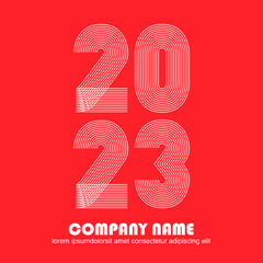 Abstract modern graphic design vector illustration background.  Annual report. Happy New Year. 2023 number. Business greeting celebration banner poster magazine template sign post social media layout