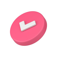 Isometric pink circle done checkmark 3d icon realistic template
