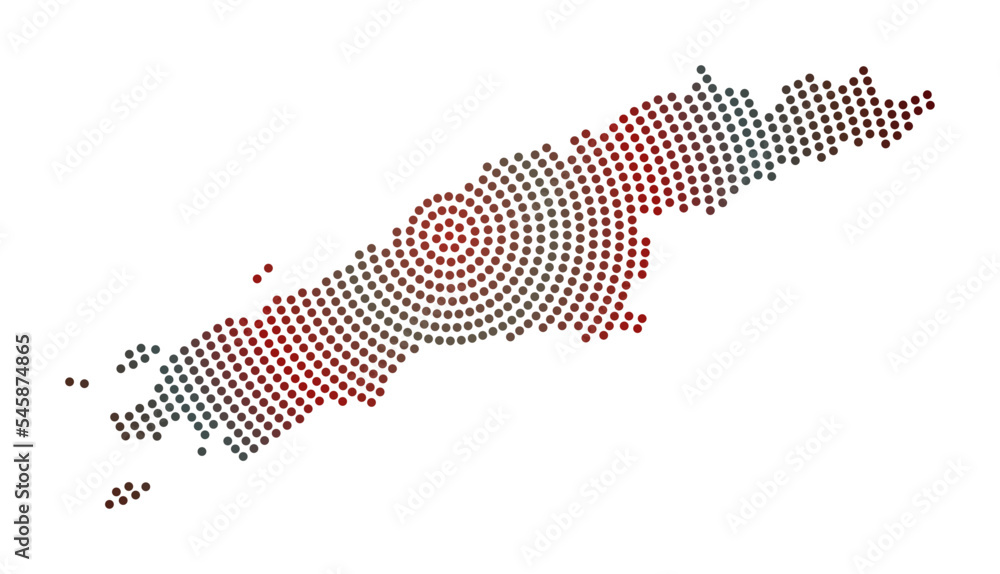 Poster hydra dotted map. digital style shape of hydra. tech icon of the island with gradiented dots. elegan