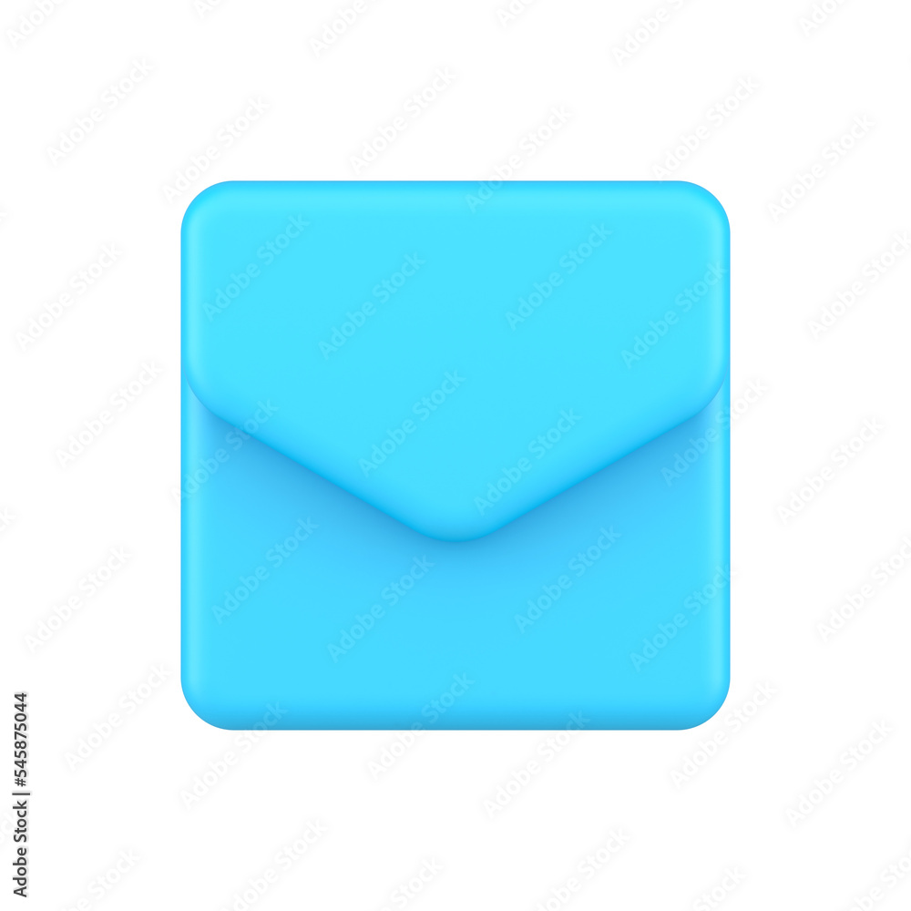 Poster newsletter incoming message glossy blue envelope front view realistic 3d icon