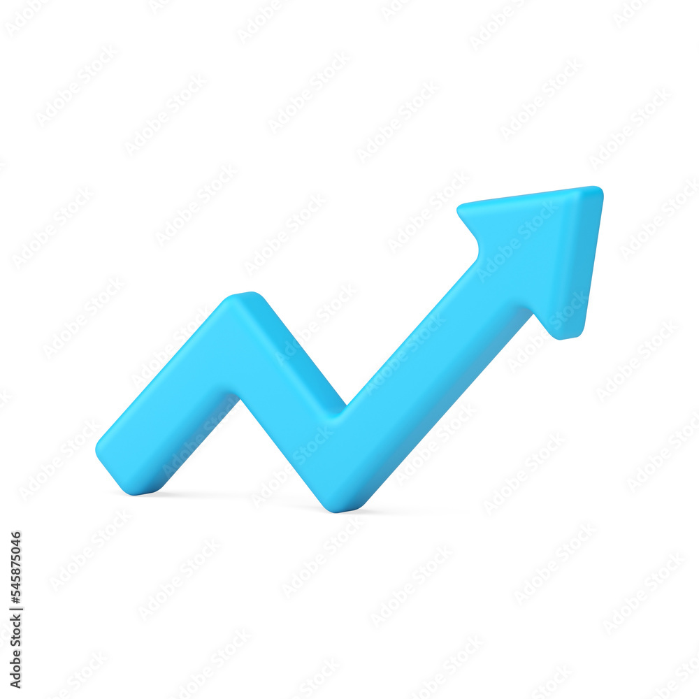 Poster blue angled arrow top pointing realistic 3d icon up pointer graph and chart business message