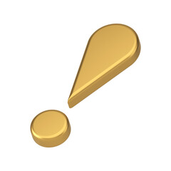 Expensive metallic golden exclamation mark priority insignia attention message isometric