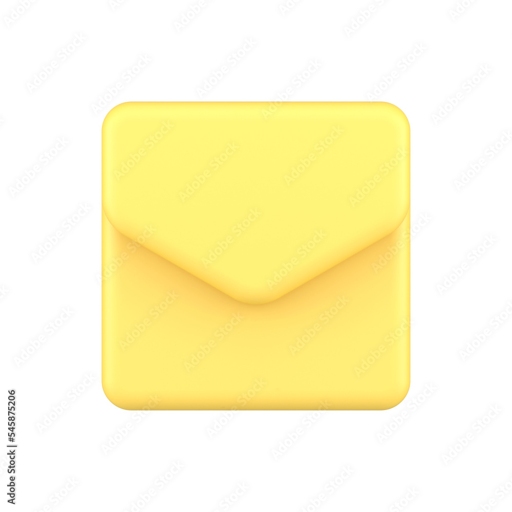 Poster yellow glossy envelope new message internet notification realistic 3d icon