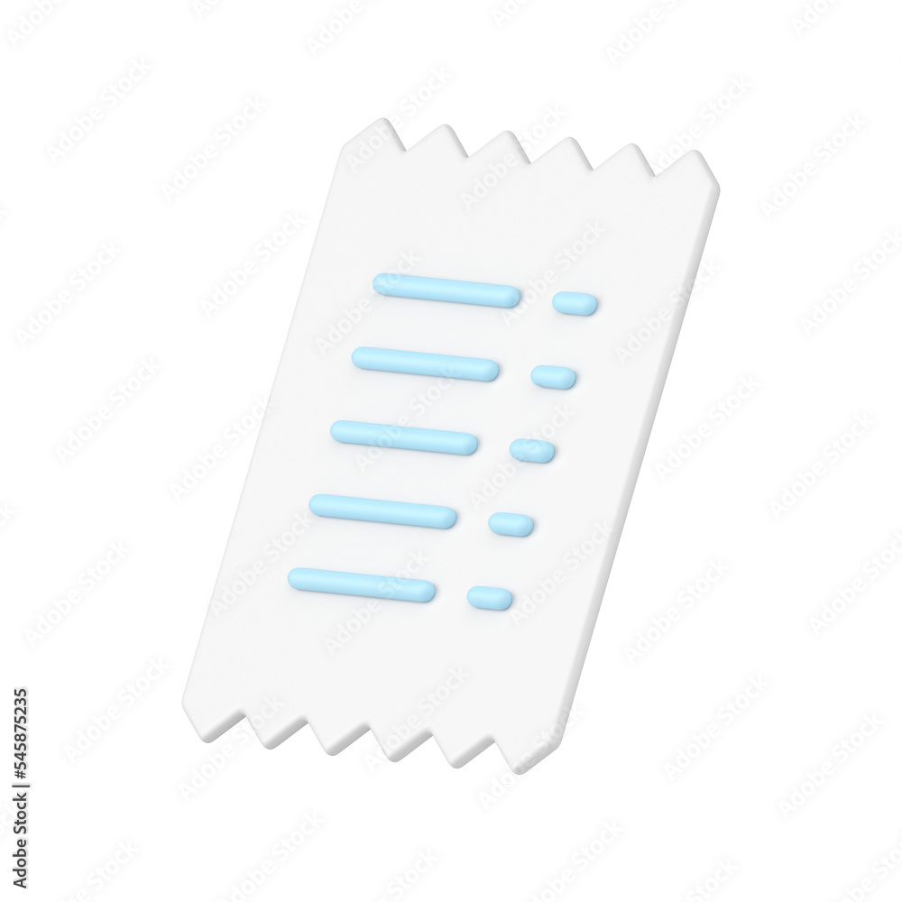 Poster ragged paper check black banking data information realistic 3d icon diagonal placed