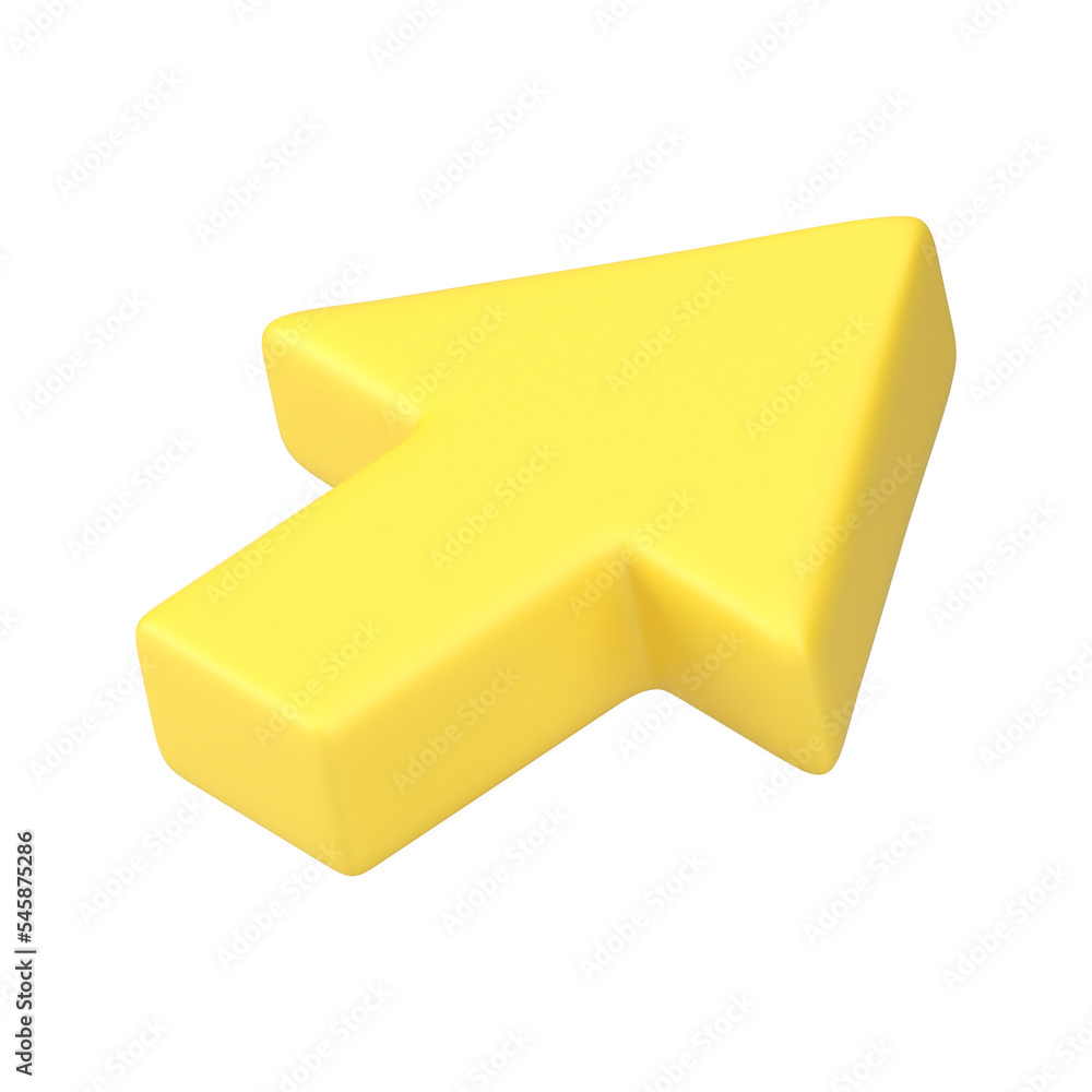 Poster yellow isometric cursor arrow pointer realistic 3d icon