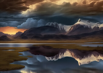 Fototapeta na wymiar Stormy sunrise over the mountains