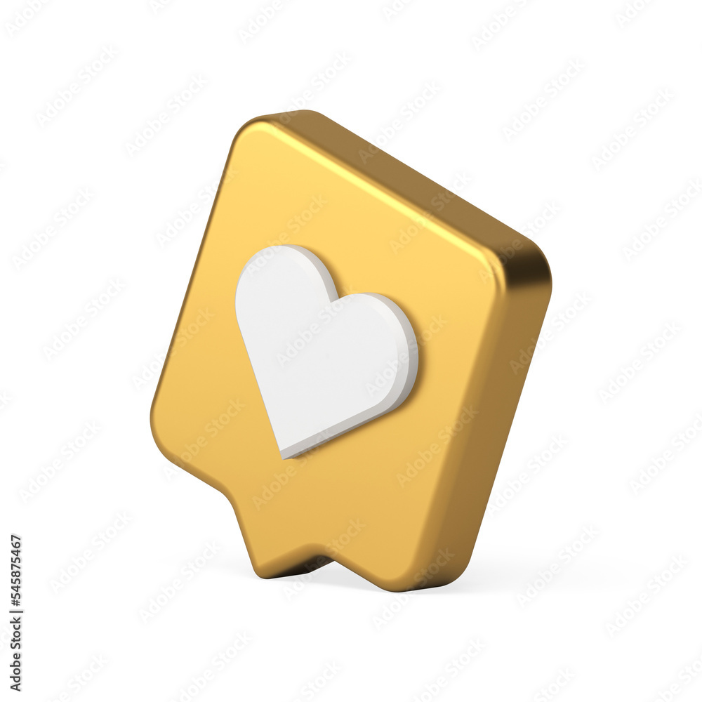 Poster new like golden web alert follower evaluation application speech bubble realistic 3d icon