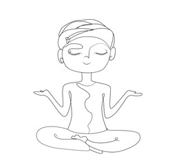 Continuous line drawing. A woman does exercises in a yoga pose. Vector illustration.