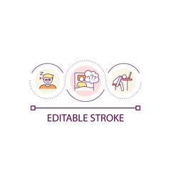 Excessive internet use loop concept icon. Mental health. Information overload. Digital addiction abstract idea thin line illustration. Isolated outline drawing. Editable stroke. Arial font used